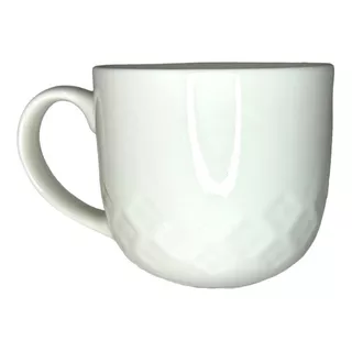 Set X 6 Tazas De Ceramica  Grande Blanca Con Diseño Fino 