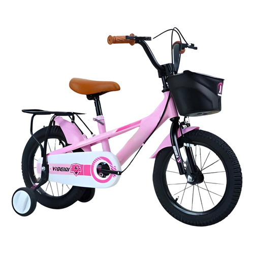Bicicleta De Niña Con Canasto Parrilla Trasera Acero Aro 12 Color Rosa