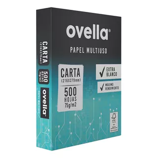 Resma Carta Ovella 75 G/m2 X 500 Hojas V-a Color Blanco