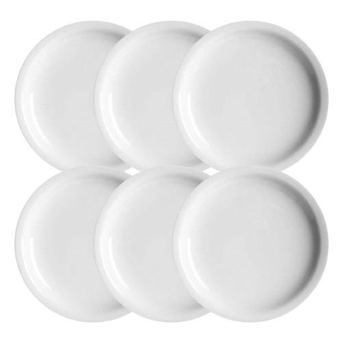 Plato Postre X6 Verbano Linea Recta 19cm Hogar Restaurant Color Blanco Liso