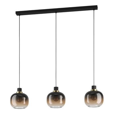 Colgante Oilella 3xe27 Vidrio Degrade Negro/dorado