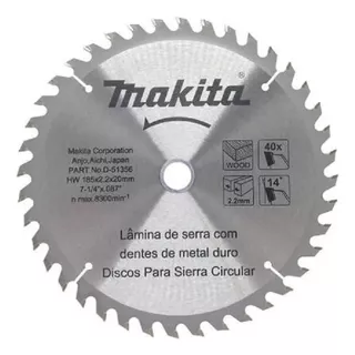 Disco De Serra Para Madeira 7.1/4 185mm 40 Dentes Makita Cor Prateado