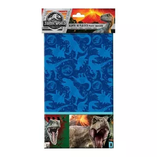 Dinosaurios Jurassic Mantel Fiesta Decoración - Jur0h1 Color Azul Y Rojo