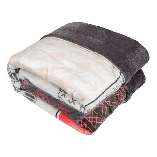 Cobertor Con Borrega King Size Maxi Mink Estampado Líneas