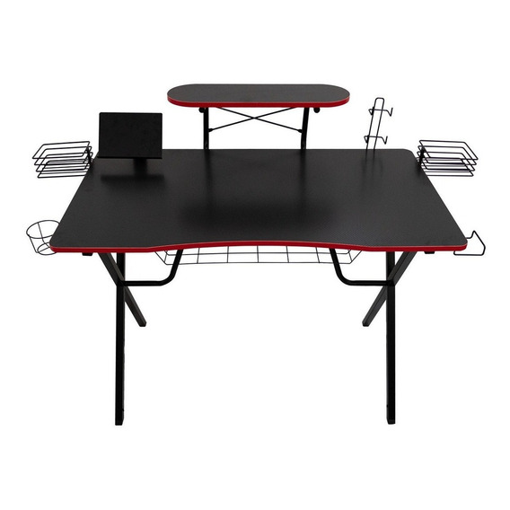 Escritorio gamer Libitium Desk-01 acero de 105cm x 78cm x 60cm negro y rojo