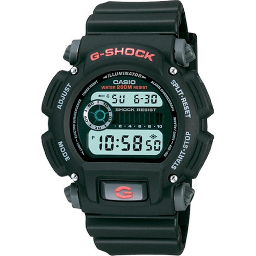 Reloj Casio G-shock Dw-9052-1v Pulsadores Grises E-watch Color De La Correa Negro Color Del Bisel Negro Color Del Fondo Negro