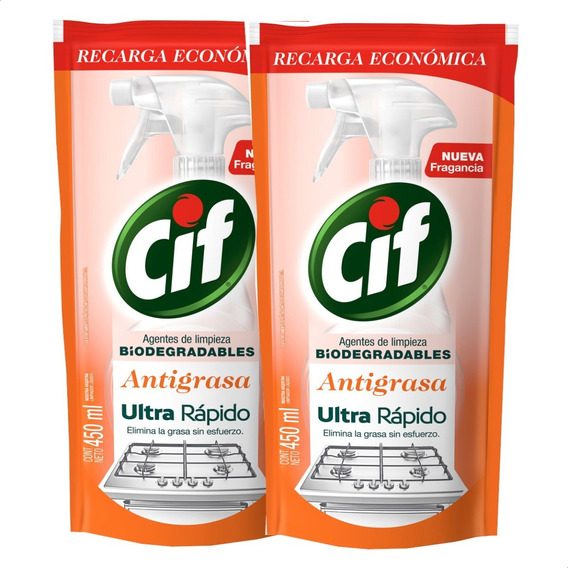 Cif Antigrasa Repuesto Doy Pack 450ml Pack X2u