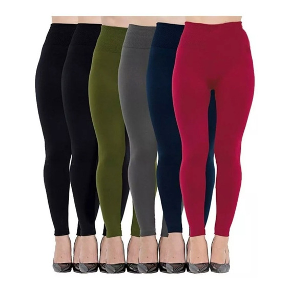 Pack 3 Calza Sin Costura Tiro Alto Leggins Forrada Con Polar