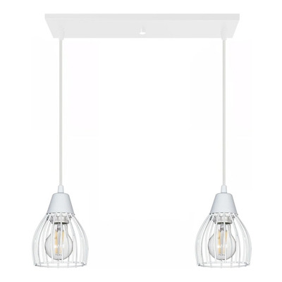 Colgante Jaula 2 Luces Blanco Deco Moderna Small Vintage 