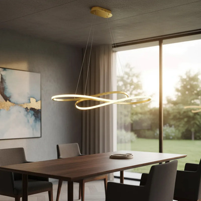 Lampara Colgante L5050 Led Cct Diseño Dorado Luz Desing Dorado