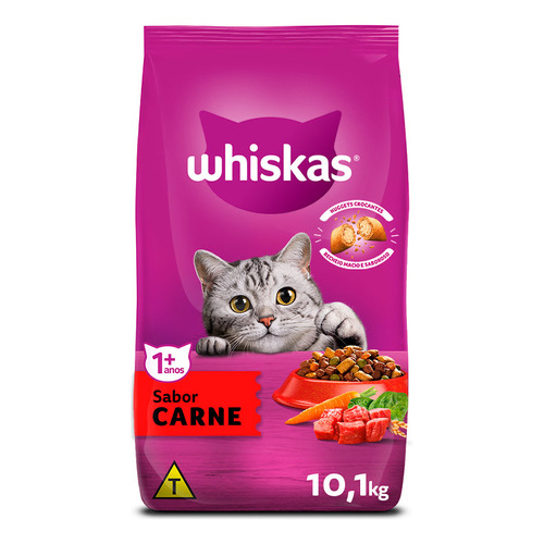 Whiskas 1+ alimento gatos s para gato adulto sabor carne en bolsa de 10kg