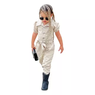 Macacão Jardineira Jeans Infantil Influencer Blogueirinha 