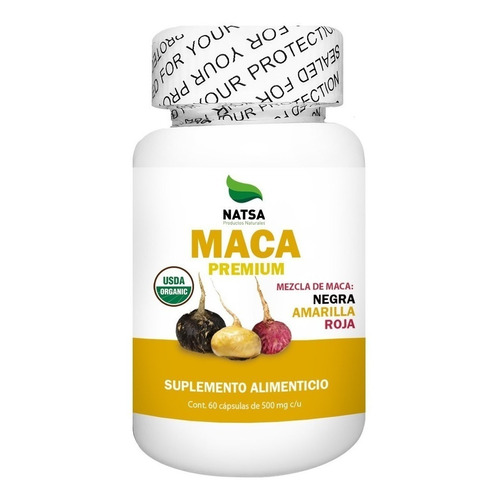 Maca Premium, Mezcla Amarilla, Roja Y Negra, 60 Cápsulas Sabor Natural