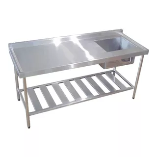 Pia De Inox Industrial 180x60x90 Cm Cuba Direita Nortinox