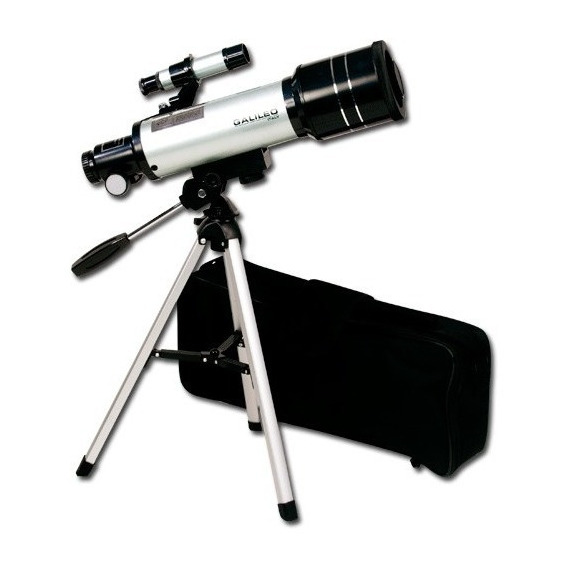 Telescopio Refractor F400x70 Con Estuche Galileo Italy Full Color Plateado