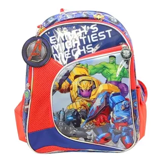 Mochila De Colgar Grande Avengers Mundo Magico Color Rojo Diseño De La Tela Liso