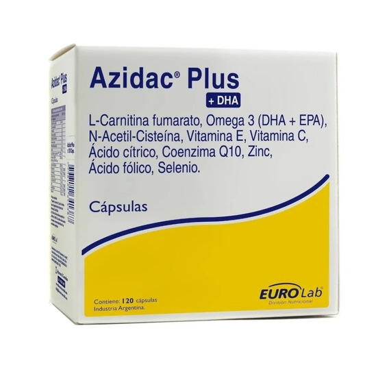 Suplemento en cápsula Eurolab  Azidac Plus + DHA vitaminas en caja 120 un