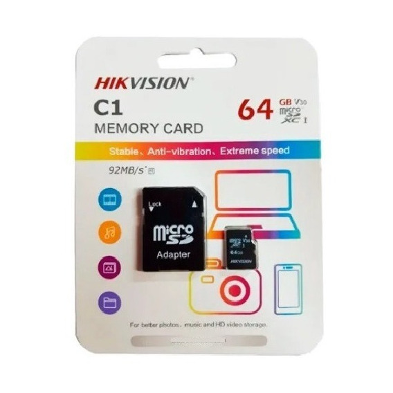 Tarjeta Micro Sd Hikvision Microsdxc Hv 64gb Class 10 92mb/s