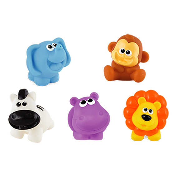 Set Juguetes De Baño P/ Bebé 5 Mini Animales En Goma Winfun