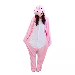 Kigurumi Dinosaurio Rosa Pijama Mameluco Disfraz Kawaii