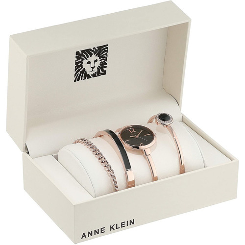 Anne Klein ® Original Set Reloj Con Brazaletes Cr. Swarovski Color de la correa Rosa dorado Color del bisel Rosa dorado Color del fondo Negro