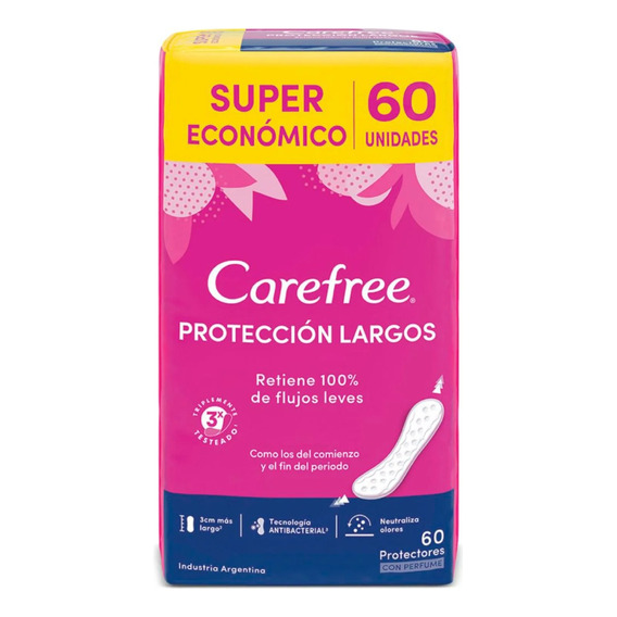 Protectores Diarios Femeninos Carefree Largos 60 Unidades