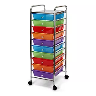 Carrito Organizador De Colores Con 10 Cajones Y Llantitas