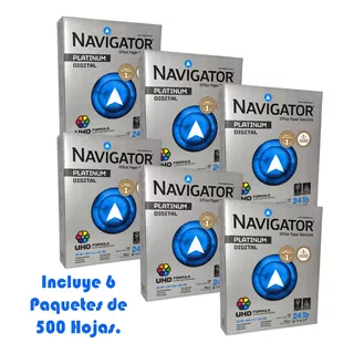 6 Paquetes Papel Blanco Carta Navigator 90g (3000 Hojas)