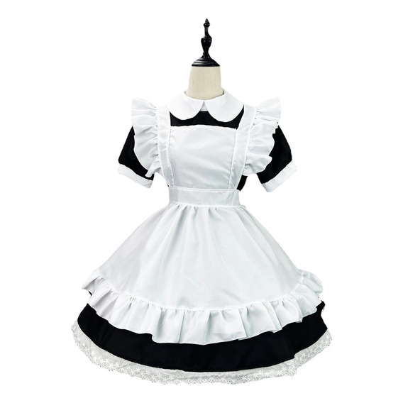 Vestido Largo De Anime Para Mujer, Vestido Con Delantal Negro Y Azul, Vestido De Lolita, Disfraz De Cafetería Para Hombre, Disfraz De Cosplay 1