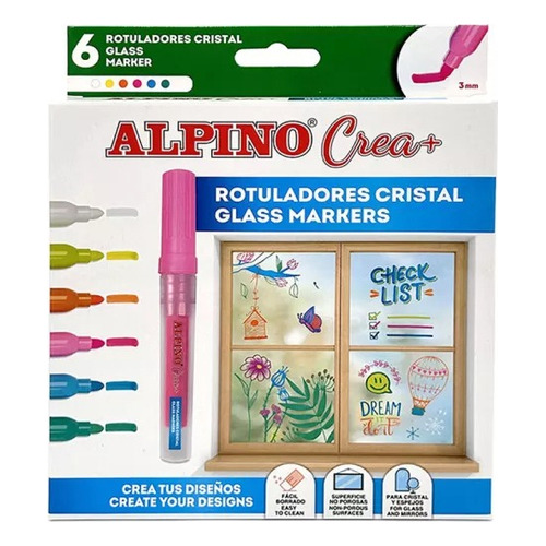 Marcadores Fibra Vidrio Cerámica Cristal Pack 6 Colores Alpi