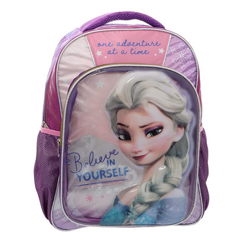 Mochila Escolar Grande Primaria Ruz Disney Princesas Frozen Elsa 174581 Color Rosa Diseño de la tela Liso