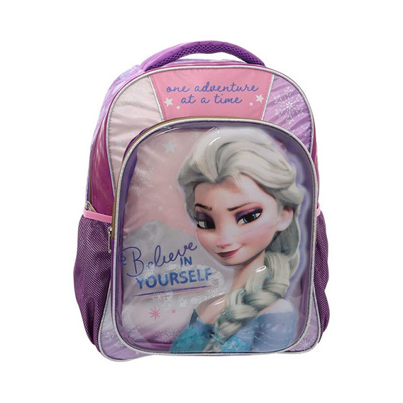 Mochila Escolar Grande Primaria Ruz Disney Princesas Frozen Elsa 174581 Color Rosa Diseño de la tela Liso