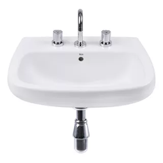 Bacha De Baño Roca Lavatorios Monaco 3 Orificios Blanco Blanco 430mm X 580mm X 220mm 220mm De Alto 475mm De Diámetro