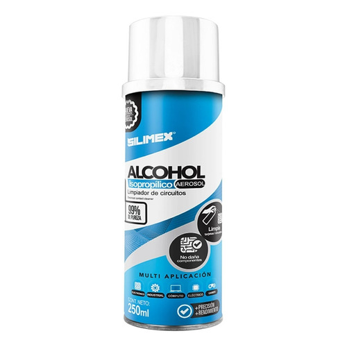 Alcohol Isopropílico Silimex Aerosol De 250 Ml 99% De Pureza Para Limpieza Interna De Equipo De Cómputo Y Electrónica