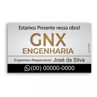 Placa Engenheiro, Para Obra 1mtx60cm 4uni