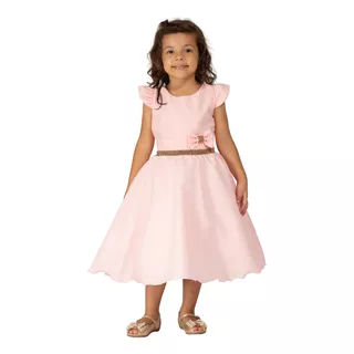 Vestido Infantil Rose Laço Festa Luxo Formatura Princesa 