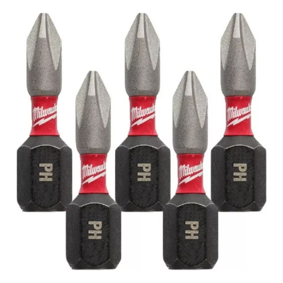 Kit X 5 Punta Impacto Ph2 X 25mm Atornillador Milwaukee 4601