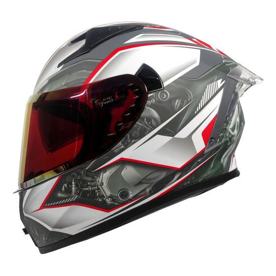 Casco Moto Techx2 Muffer Gris/blanco/rojo Z501 Ecer22-06 Tx2