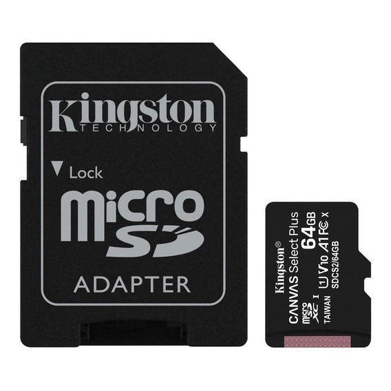 Tarjeta de memoria Kingston SDCS2  Canvas Select Plus con adaptador SD 64GB