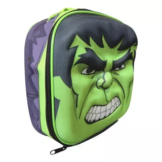 Lunchera Térmica Infantil Vianda Escolar 3d Hulk Y Otros Color Verde