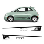 Faixa Fiat 500 Sport Adesivo Preto Lateral Personalizado Par