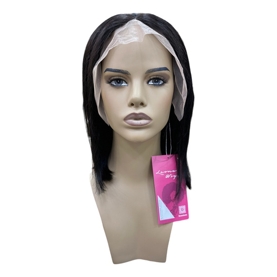 Peluca Oncológica Negra Bob Lacefront 100% Cabello Humano