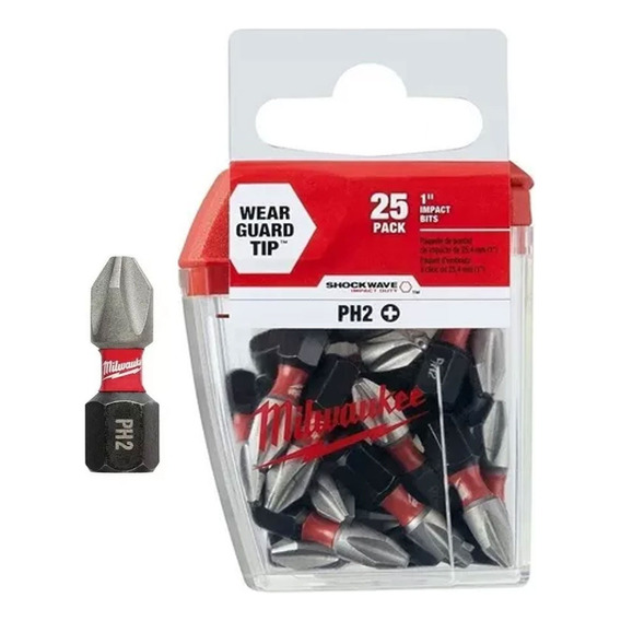 Puntas Ph2 X 25 Mm Impacto X 25 Unidades Milwaukee 4832-4604