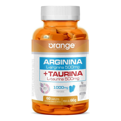 Arginina + Taurina Orange Nutrition L Arginina L Taurina Sabor 60 cápsulas