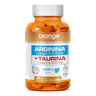 Arginina + Taurina Orange Nutrition L Arginina L Taurina Sabor 60 Cápsulas