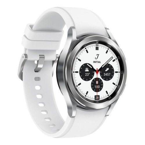 Samsung Galaxy Watch4 Classic (Bluetooth) 1.2" caja 42mm de  acero inoxidable  silver, malla  silver de  fluoroelastómero SM-R880