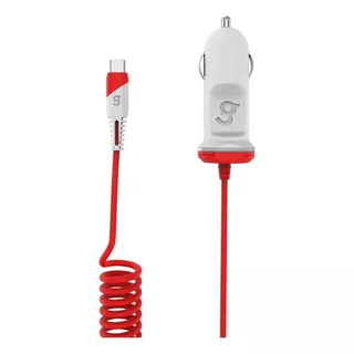 Cargador Para Auto Cable Tipo C Integrado Celular Gowin Color Rojo