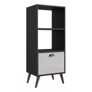 Biblioteca Estanteria 1 Cajon 2 Estantes Comedor Living Color Negro