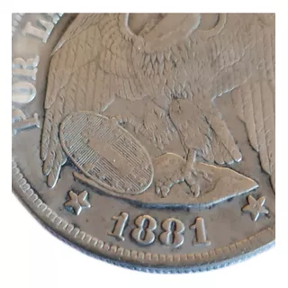 Moneda  Peso Aguila 1881 Chile De Plata