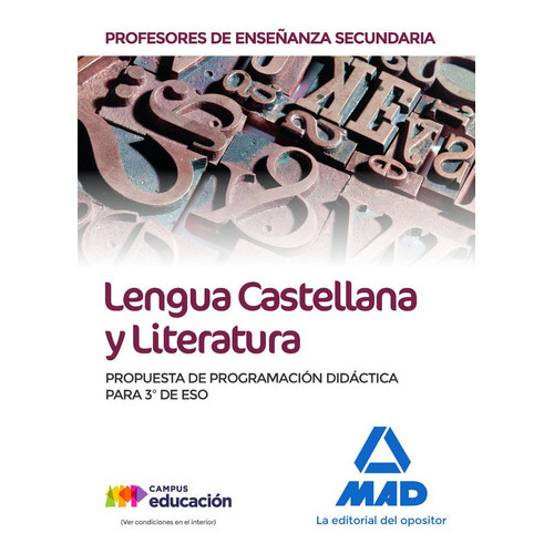 Profesores de EnseÃÂ±anza Secundaria Lengua castellana y Literatura. Propuesta de programaciÃÂ³..., de García Lucas, Isabel. Editorial MAD, tapa blanda en español
